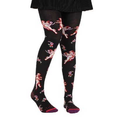 Fil de Jour France Cotton Angora Tights, Cherubims Flowers, S/M Made in Italy